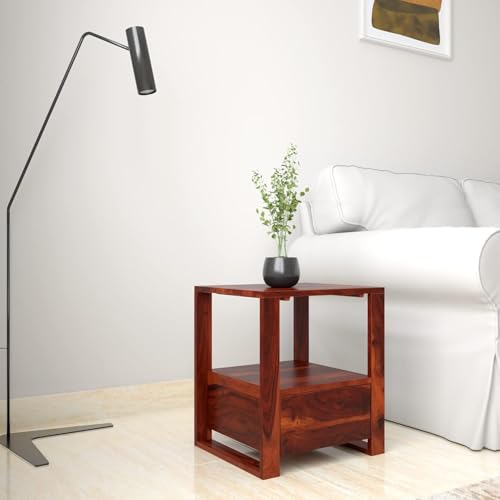 Image of Amazon Brand - Solimo Solid Sheesham Wood Cantio Bedside End Table with 1 Drawer for Home and Office (Honey Finish)