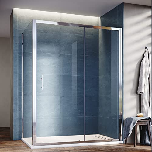 SONNI Duschkabine 120x80 cm Schiebetür ESG Sicherheitsglas Duschabtrennung Duschtür mit Seitenwand 185cm
