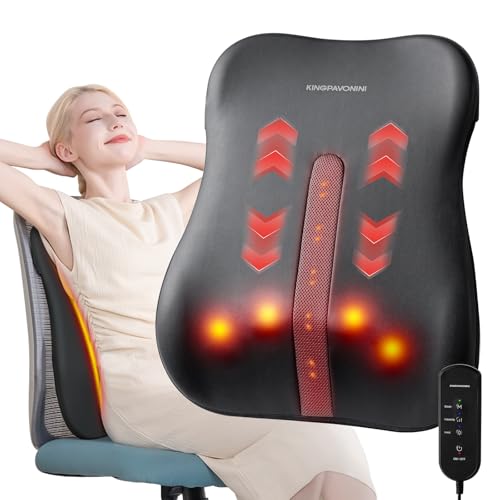 KingPavonini Back Massager for Pain Relief Deep Tissue, Ultrathin Lumbar Massager with Heat,...
