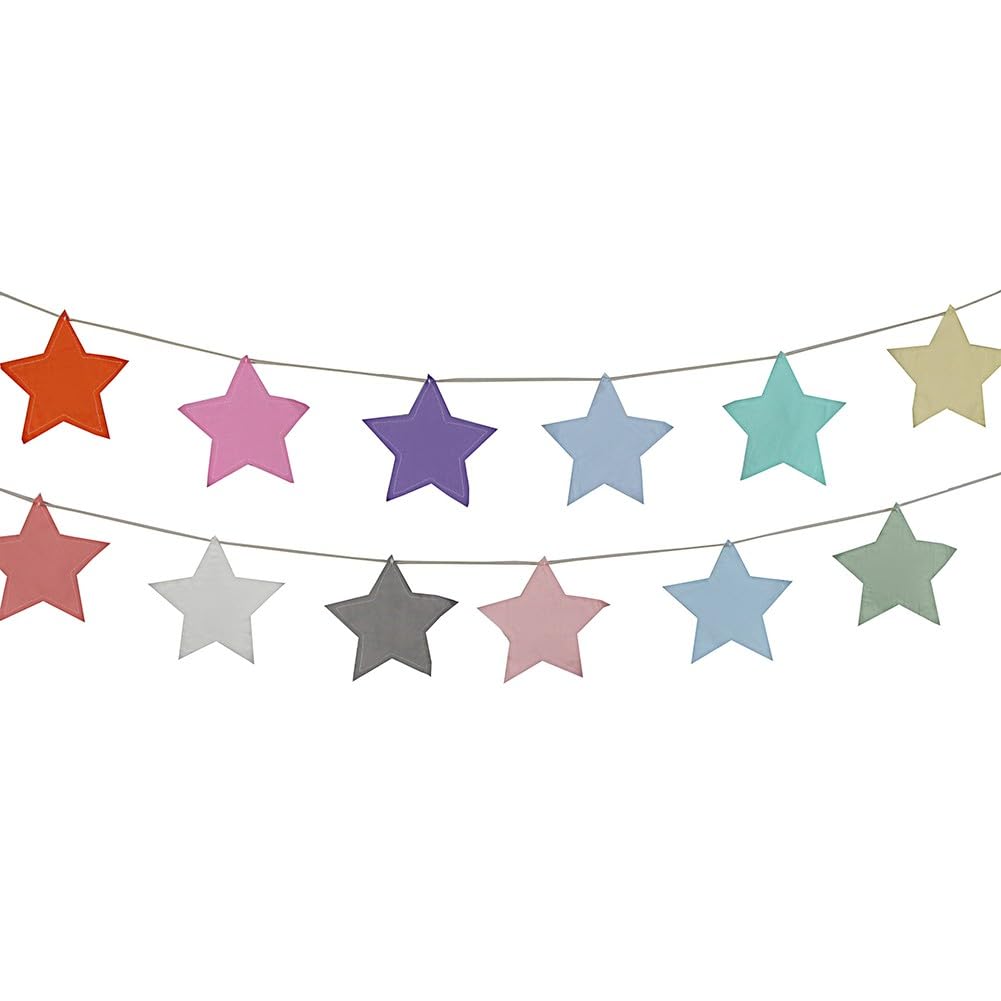 KiraKira Wimpelkette aus Baumwolle, 300 cm, handgefertigt, Stoffflaggen, Geburtstag, Prinzessin, Party, Hochzeit, Dekoration, wiederverwendbar, waschbar