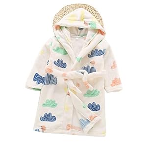 Jzlpin Flanelowy Szlafrok Dziecięcy z Kapturem 120