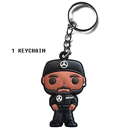 PolarAuto F1 Formula One Racing Key Chain Keychain Car Auto Compatible with Red Bull Mercedes Ferrari McLaren Team Fan Gift Accessory (Lewis Hamilton) - Thumbnail 2