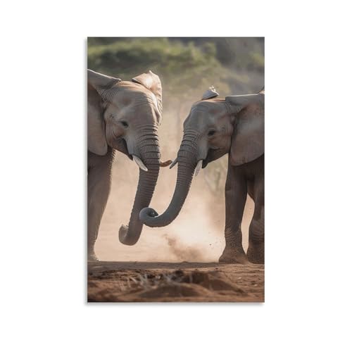 Deux éléphants toile suspendre déco esthétique chambre et salle de bain