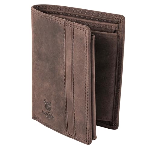 MATADOR Geldbörse Herren Geldbeutel Leder mit RFID Schutz, Briefttasche Portmonee Herren Portemonnaie, RFID Geldbörse Geldtasche Dunkel Braun