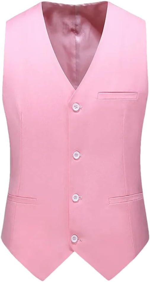 Men's Solid Color Casual V-Neck Single Breasted Simple Multicolor Wedding Suit Vest