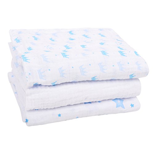 Papi Textil Cueiro Soft Estampado, Azul, 80cmx80cm, Pacote de 3