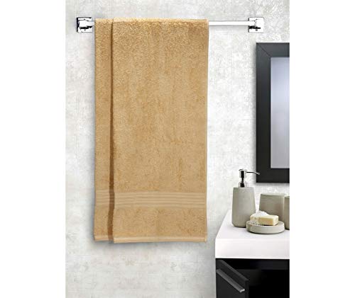 Image of Global Home 100% Cotton Bath Towel II 500 GSM II Beige II 140 X 70 cm - 2pc Set for Gym, Kitchen, Home, Bathroom or Spa, Wash Basin, Hotel