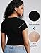 ZeroBound Built in Shelf Bra Crop Tops - Short Sleeve Y2k Tee for Women, Crew Neck Basic Casual Crop T Shirt, Spring and Summer Cute Workout Shirt Black XL