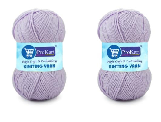 Image of ProKart Premium 4 Ply Woolen Knitting Yarn, Lavender (100g x 2 Pack). Soft, Durable Yarn for Knitting, Crochet and Crafts. Perfect for Sweaters, Scarves, Hats, Baby wear, Purses and DIY Projects.