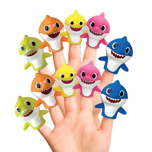 Nickelodeon Baby Shark 10 Pc Finger Puppet Set - Party Favors, Educational Story Time, Floating Pool & Beach Toys