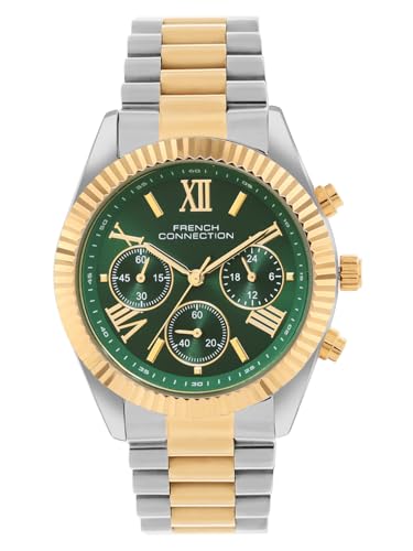 Image of French Connection Chronograph Green Round Dial Stainless Steel Strap | Casual | Premium | Sunray Feature | Wrist Watch for Women - FCM06NTM