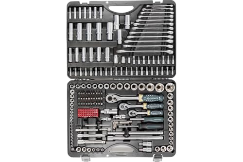 Image of Rockforce 216+6 Pcs CR-V Socket Set | 1 /4 inch, 3 /8 inch, 1 /2 inch Drive Ratchet Wrench Tool Kit | Heavy-Duty Mechanic Set for Car, Bike & Home Repair | With Carrying Case