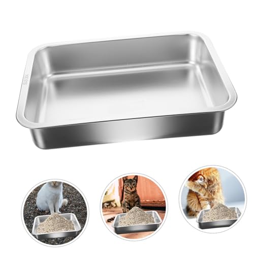 FONDOTIN Caixa Bandeja de aço inoxidável fornecimento de gato bandeja de areia de coelho rasa grade