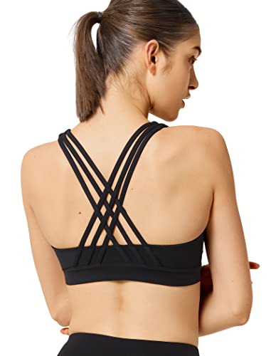 Yvette Strappy Zip Front Sports Bra High Impact Workout Bra For Running Spinning Dancing Women, Black, L(Ac) #TOP3