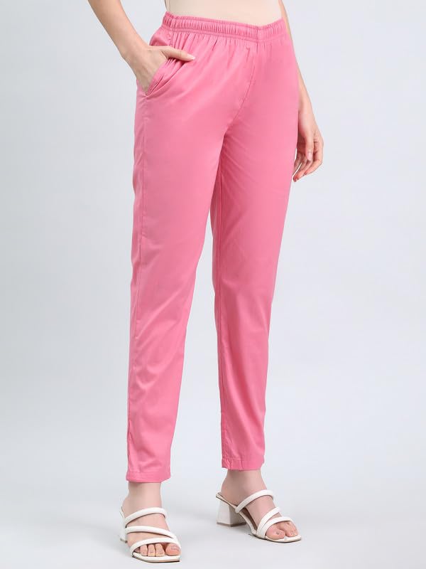 Image of GO COLORS Soft Cotton Pant Full Length for Women| Breathable, Mid Rise