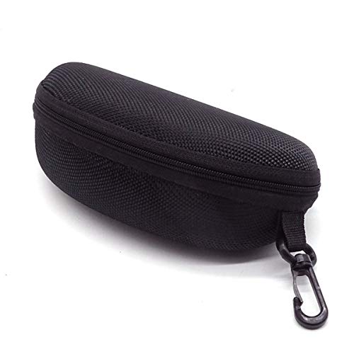 Folaxshoo Sunglasses Case Sport Eyeglasses Case Lightweight Large Size Hard Glasses Holder Zipper Eyewear Goggles Box With Plastic Carabiner Hook And Cleaning Cloth For Women Men Kids (Black) #TOP30
