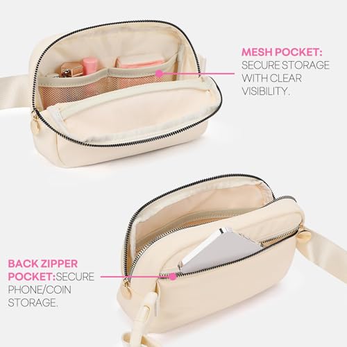 mibasies initial fanny pack for girls birthday gifts for 4 5 6 7 8 9 10 11 12 13 teen girl - cute personalized trend stuff - cream a