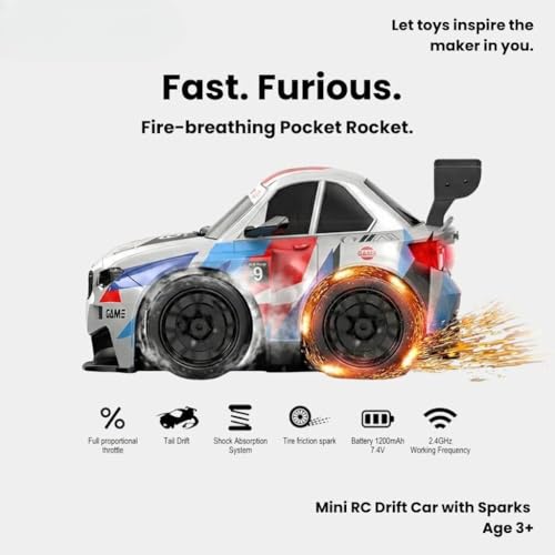Image of B-M-W M4 Cool Spark Remote Control Racing Car for Kids & Adults | High Speed RC Drift Car with Realistic Spark Effects | 2.4GHz Wireless Control Off road Vehicle Toy | Indoor Outdoor RC Toy Car.