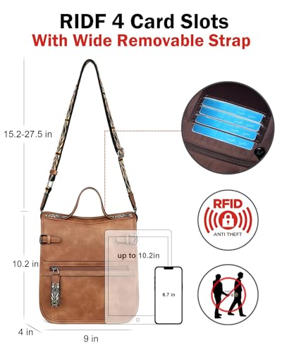 FADEON Crossbody Bags Purses for Women Designer Cross Body Shoulder Bag Purse PU Leather Top Handle Handbag Wide Strap4