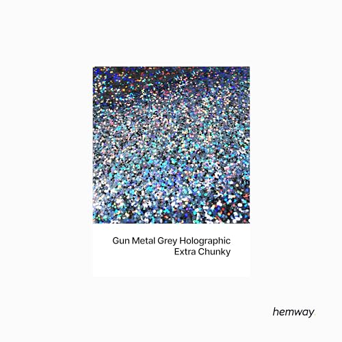 Eco Friendly Biodegradable Glitter, Gun Metal Grey Holographic, Extra Chunky (1/24" 0.040" 1mm) - Image 2