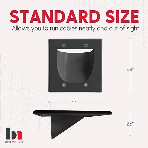 2 Pack Wall Plate Cable Pass Through with Bracket - In Wall Cable Management Kit - Recessed Cable Wall Plate Pair with Dual Gang Low Voltage Mounting Bracket - Decorator Cover for Low Voltage Cables by Best Mounts - Used condition - Image 3