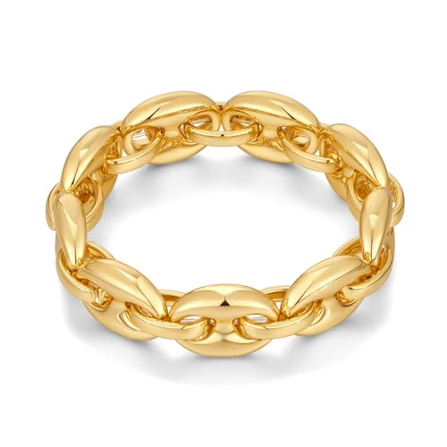 Chunky Stretch Bangles Bracelets for Women Trendy Wide Elastic Gold Bracelet Flexible Link Chain Bracelets