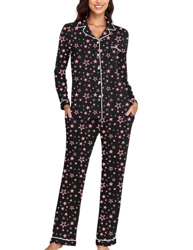 Image of Veseacky Women's Ribbed Knit Pajamas Set 2 Piece Warm Soft Loungewear Sleepwear Pjs S-XXL