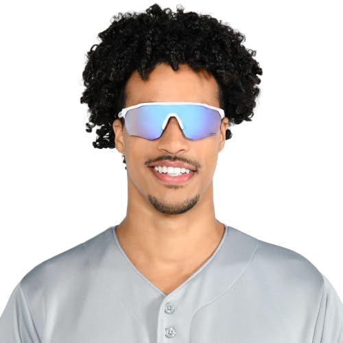 Rawlings Strike Ready Shield Sport Sunglasses for Men, Shiny White/Blue Mirror, 68mm - image 6