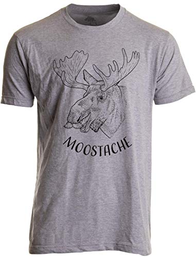 Moostache | Dad Joke Funny Stupid Animal Moose Humor Pun Mustache Men T-Shirt-(Adult,L)