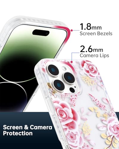 Coque iPhone 16 Pro Max or rose pastel florale premium - 4