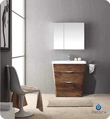 Fresca Milano 32" Rosewood Modern Bathroom Cabinet W/Integrated Sink #TOP4