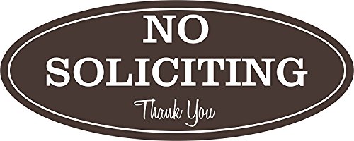 Panneau ovale No Soliciting marron foncé grand format aux finitions haut de gamme pour extérieur