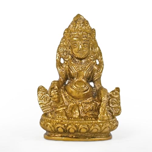 Image of CRAFTHUT Brass Lord Kubera Idol 3.1 Inch (200g) | Handcrafted Wealth God Statue for Vastu Pooja Room Temple Decor