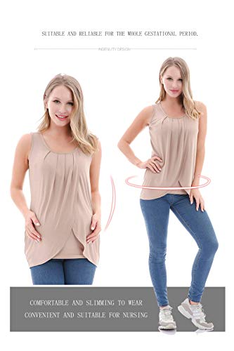 Parnixs Summer Women's Maternity Nursing Tank Top Sleeveless Comfy Breastfeeding Clothes, Group D, Large (3 Pcs) #TOP3