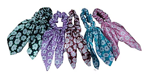 Creation's Elastic Printed Hair Ties Scarfs (5 pcs)