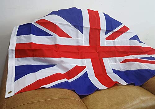 Image of rhungift Outdoor Heavy Duty British Flag 3x5 FT,Premium Quality Oxford Nylon 210D, Union Jack Flags, Double Stitching Lock United Kingdom UK Flags for gifts