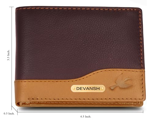 Image of HORNBULL Men's Personalized Wallet I Customized Slim Stylish Leather Purse with Name I Unique Birthday Gift for Men Boy Love Husband (Brown /Tan)