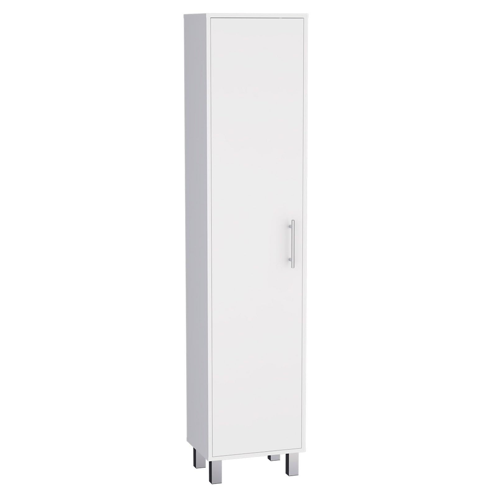 MATONELL Tall Storage Cabinet with Single Door and 3 Broom Hangers Modern Floor Standing Cabinet for Kitchen Bathroom Laundry Room 70.87" Height White