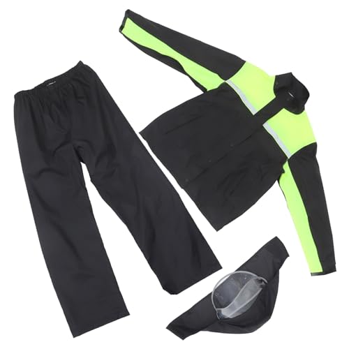 SOLUSTRE Traje De Lluvia para Motociclista Hombre Chaqueta y Pantalones Negros y Verdes para Conducción Lluvia