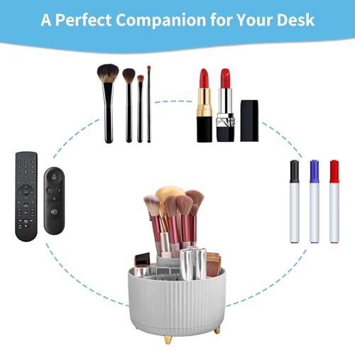 image for Marbrasse Desk Organizer, 360-Degree Rotating Pen Holder, Desk Organiz