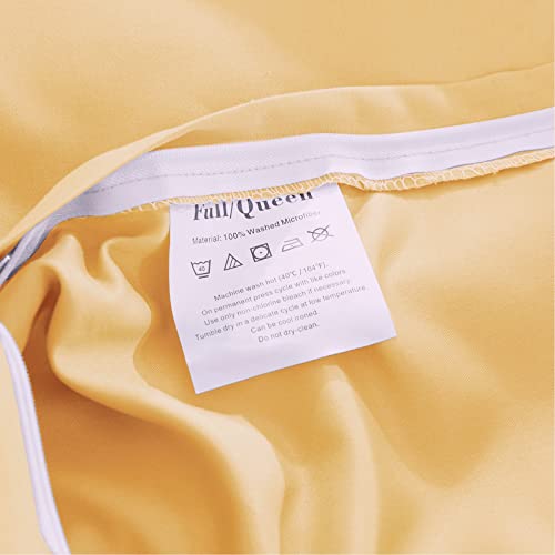 Uhsupris Yellow Duvet Cover Set Full/Queen Size 3 Pieces Solid Color Bedding Set With Zipper&Corne Ties(No Comforter) #TOP5