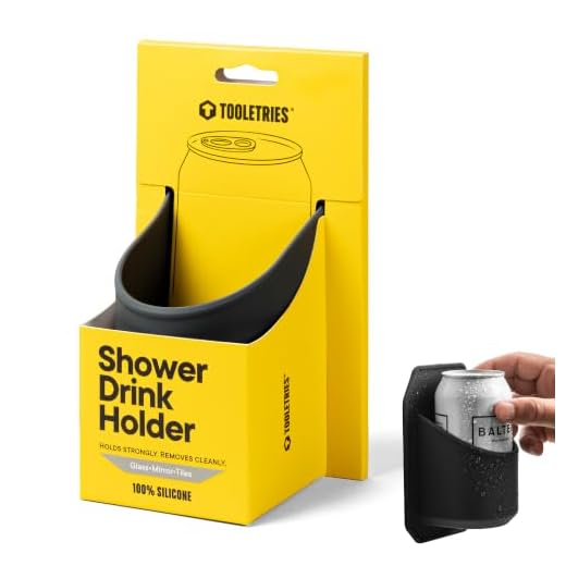 TOOLETRIES Shower Drink Holder - 100% Silicone Can Holder for Beer or Soda - Bathroom Accessory - Silicone-Grip Technology, No Adhesive Needed - in Partnership with 30 Watt - Charcoal