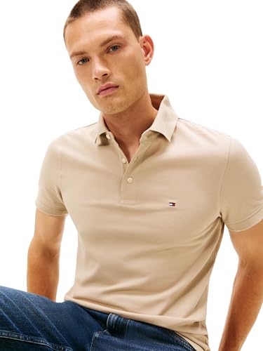 Tommy Hilfiger Herren Poloshirt Kurzarm 1985 Slim Fit, Beige (Sandalwood), XXL 2