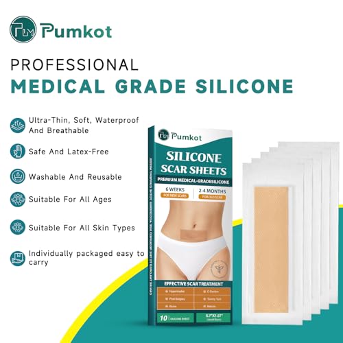 Image of Silicone Scar Sheets, Silicone Scar Tape(5.7 inch x 1.57 inch 10 Pcs), Scar Removal Away Strips for Surgical Scars, Keloid, C-Section, Burn et