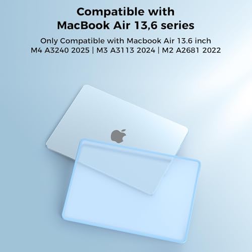 Image of BlueSwan Hard Shell Case Compatible for Apple Macbook Air 13 inch M5 2026 2025 2024 2022 M4 M3 M2,A3449 A3240 A3113 A2681,13.6 Matte TPU Frame Anti-fingerprint Laptop Protective Cover-Frosted Sky Blue