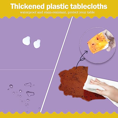 Image of tujol Lavender 6 Pack Plastic Table Cloth 54 inch x 108 inch, Disposable Tablecloths Rectangle Table Cover, Plastic Tablecloths for Parties