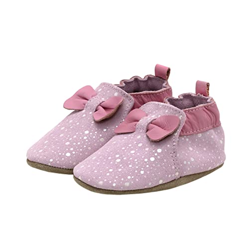 Robeez Baby Girls And Unisex Soft Soles Slip-Resistant Crib Shoes Slippers Moccasins For Infant And Toddler - Glitzy Bow Pink - 18-24 Months #TOP13