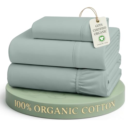 Image of LANE LINEN Twin XL Sheet Set 100% Organic Cotton Cooling Soft - French Blue | Twin XL Sheet Set, Pure Long-Staple Organic Cotton - For Dorms & Adjustable Beds, Naturally Cooling & Lightweight