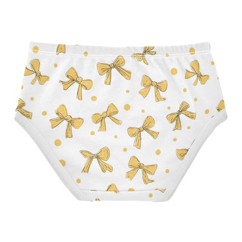 Wusikd Yellow Bows Dots Girls' Underwear Cotton Girls Briefs Soft Toddler Underwear 2T2