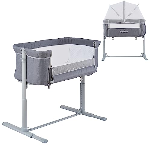 Pamo babe Bassinet Bedside Bassinets Co Sleeper 8 Recline Heights Portable Crib Comfortable Mattress with Cover